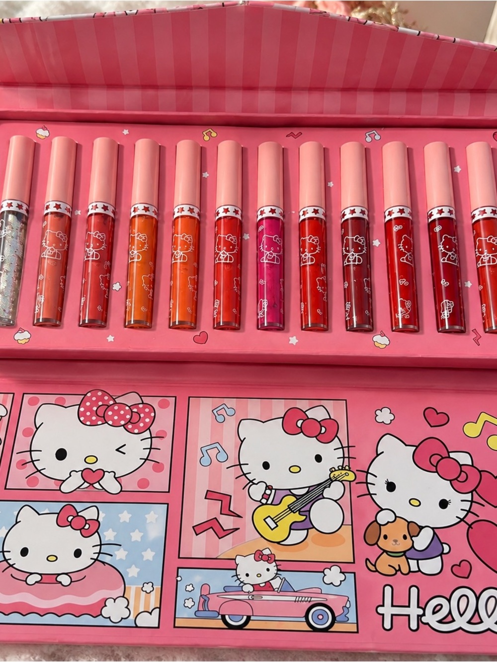 Hello Kitty Lip Gloss Set - Pink, Red, Orange, Silver Shades